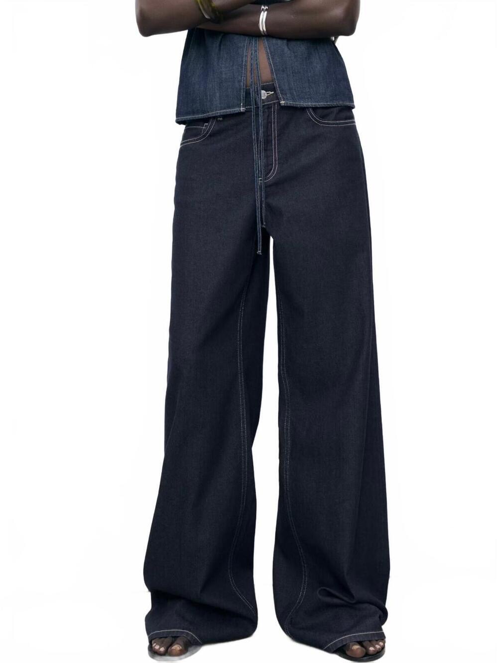 Mango Low-rise wideleg jeans NWT Open Blue Size 8 EUR 40